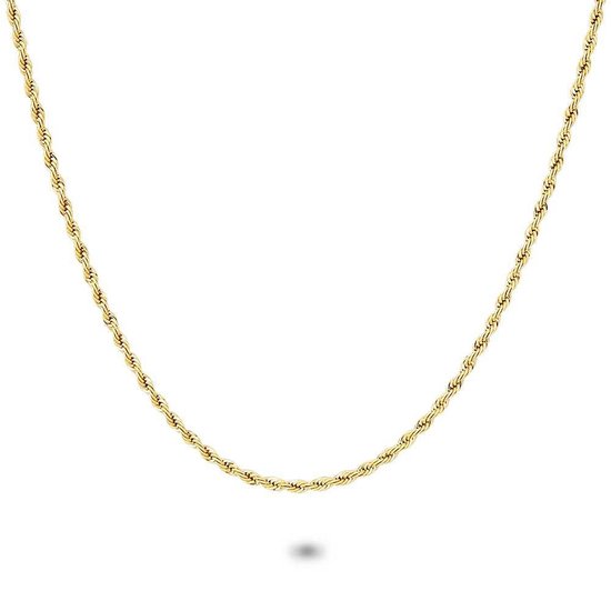Twice As Nice Halsketting in goudkleurig edelstaal, gedraaide ketting, 2,3  cm+5