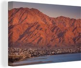 Canvas Schilderij Zee met bergen in Jordanië - 30x20 cm - Wanddecoratie