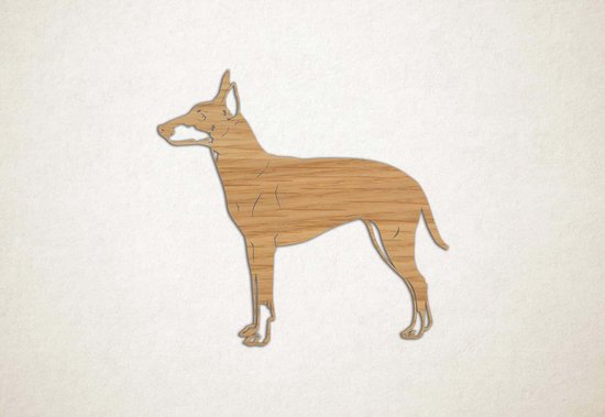 Wanddecoratie - Hond - Manchester Terrier 1 - S - 45x48cm - Eiken - muurdecoratie - Line Art
