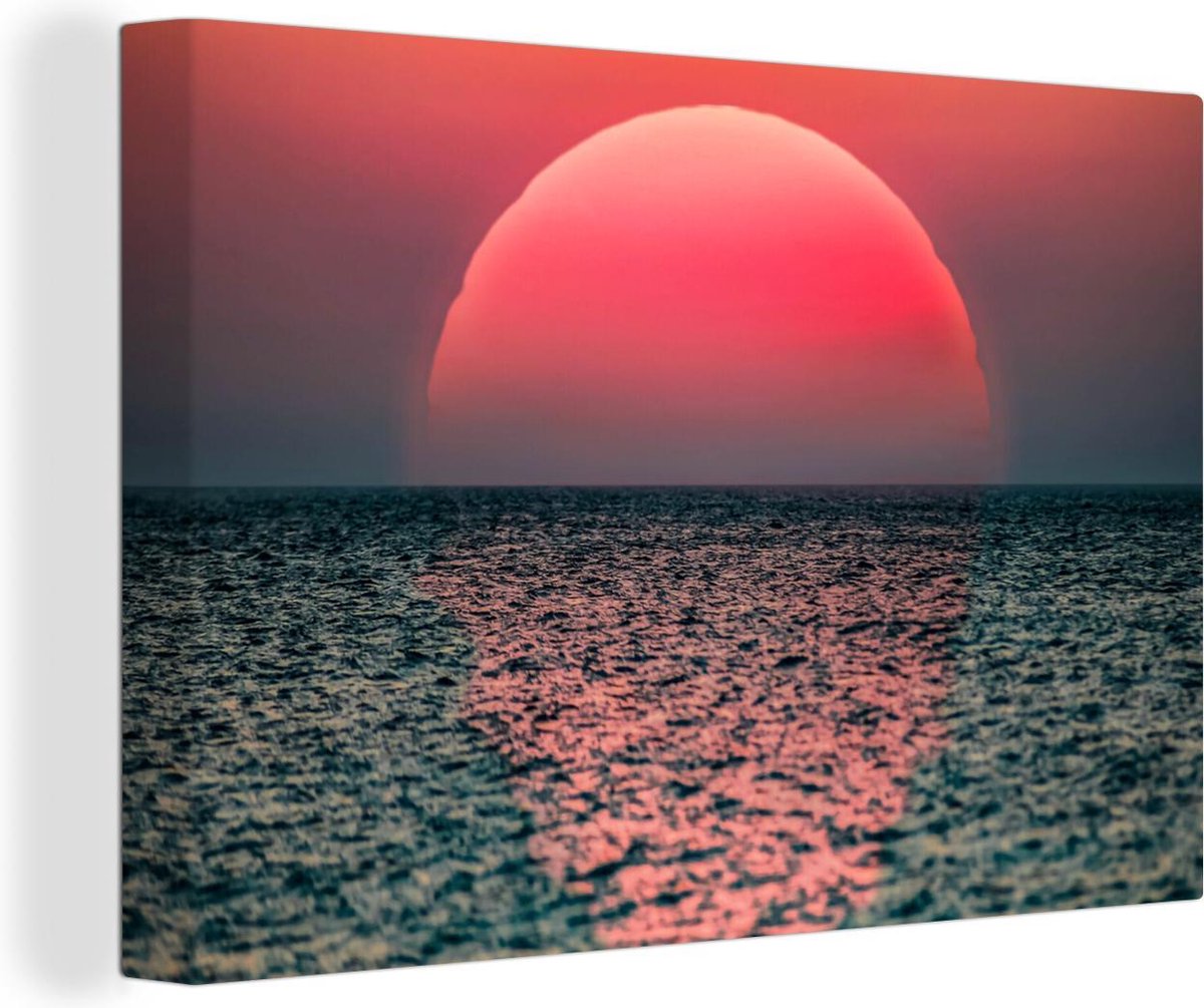 Canvas Schilderijen Zonsondergang in de zee 60x40 cm