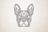 Line Art - Hond - Franse Bulldog - S - 54x45cm - Wit - geometrische wanddecoratie