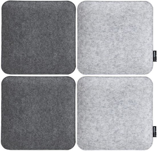Coussin d'assise 4 feutre carré 35x35x3cm Coussin d'assise réversible Soft Grey