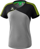 Erima Premium One 2.0 T-Shirt Dames Grijs Melange-Zwart-Lime Pop Maat 34