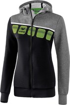 Erima 5-C Trainingsjack Met Capuchon Dames - Zwart / Grey Melange / Wit | Maat: 38