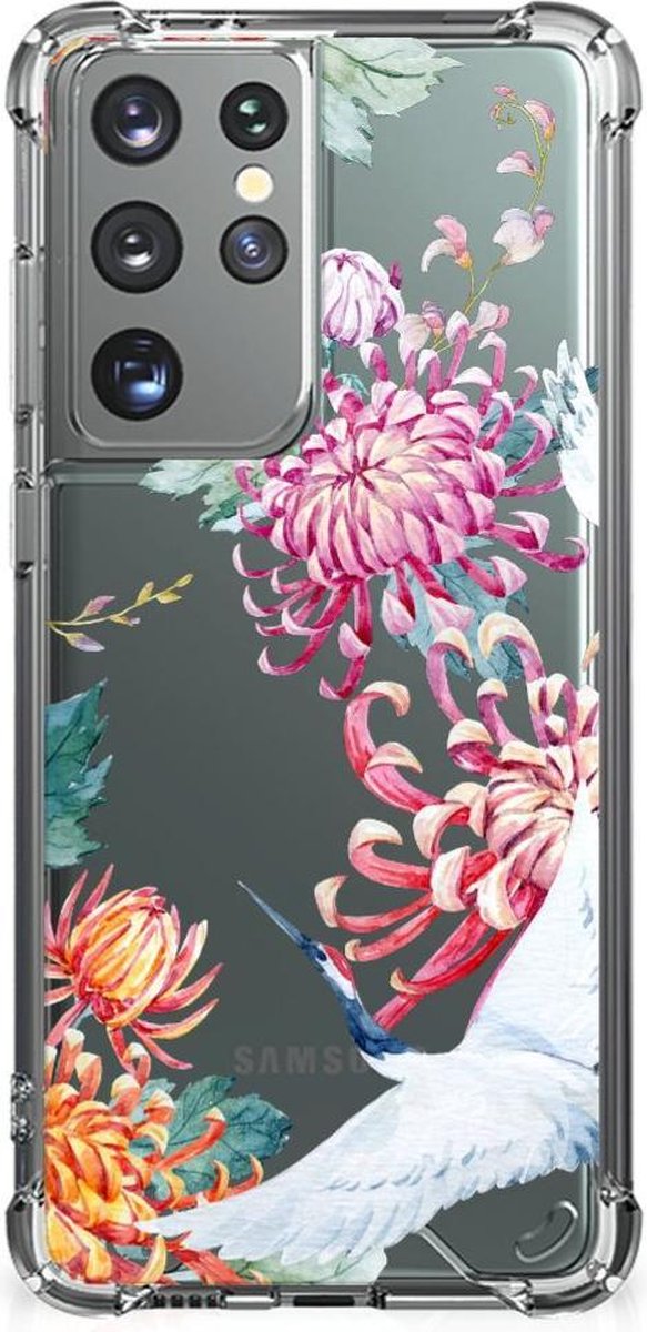 Samsung Galaxy S21 Ultra Case Anti-shock Bird Flowers