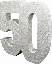 Witbaard Tafeldecoratie 50 Jaar 20 Cm Glitter Zilver