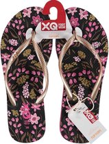 Xq Footwear Teenslippers Dames Polyester Antraciet/roze Mt 38