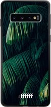 Samsung Galaxy S10 Hoesje TPU Case - Palm Leaves Dark #ffffff