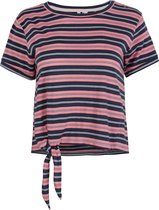 O'Neill T-Shirt Women Striped Knotted Pink With Blue M - Pink With Blue 50% Biologisch Katoen Round Neck