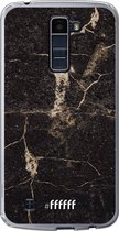 LG K10 (2016) Hoesje Transparant TPU Case - Dark Golden Marble #ffffff