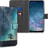 kwmobile telefoonhoesje voor Umidigi A7 Pro (2020) - Hoesje met pasjeshouder in blauw / grijs / zwart - Sterrenstelsel en Boom design