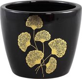 PTMD Dalina Black keramiek ginkgo blad pot rond laag M