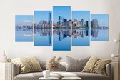 Schilderij - New York City skyline weerspiegeling, 5 luik, 200x100cm