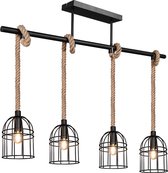 LED Plafondlamp - Plafondverlichting - Trion Widon - E14 Fitting - 4-lichts - Rechthoek - Mat Zwart - Aluminium - BSE