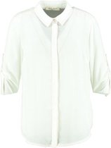 Amelie & amelie witte blouse 3/4 mouw met oranje stikselnaden - valt ruim - Maat S