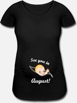 Zwangerschaps T-Shirt See you in August maat L