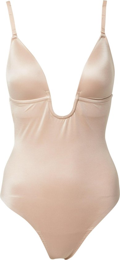 Spanx Suit Your Fancy - Thong Bodysuit Plunge Low-Back - Kleur Champagne Beige - Maat Extra Large