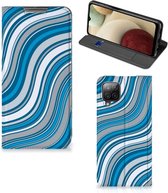 Hoesje Geschikt voor Samsung Galaxy A12 Book Case Golven Blauw