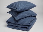 Yumeko dekbedovertrek velvet flanel denim blauw stripe 200x220 met 2 kussenslopen 60x70  - Biologisch & ecologisch