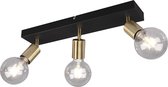 LED Plafondspot - Trinon Zuncka - E27 Fitting - 3-lichts - Rechthoek - Mat Zwart/Goud - Aluminium