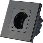Wandcontactdoos Smart WiFi - Vorin Wimo - Inbouw - 1-voudig - Randaarde - Incl. Glazen Afdekraam - Zwart