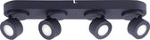 LED Plafondspot WiZ - Smart LED - Trinon Sanca - 12W - Aanpasbare Kleur - 4-lichts - Rechthoek - Mat Zwart - Aluminium