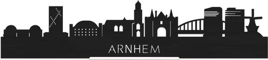 Standing Skyline Arnhem Zwart hout - 40 cm - Woon decoratie om neer te zetten en om op te hangen - Meer steden beschikbaar - Cadeau voor hem - Cadeau voor haar - Jubileum - Verjaardag - Housewarming - Aandenken aan stad - WoodWideCities