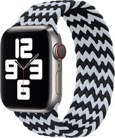 Gevlochten solo band - wit zwart mix - Geschikt voor Apple Watch