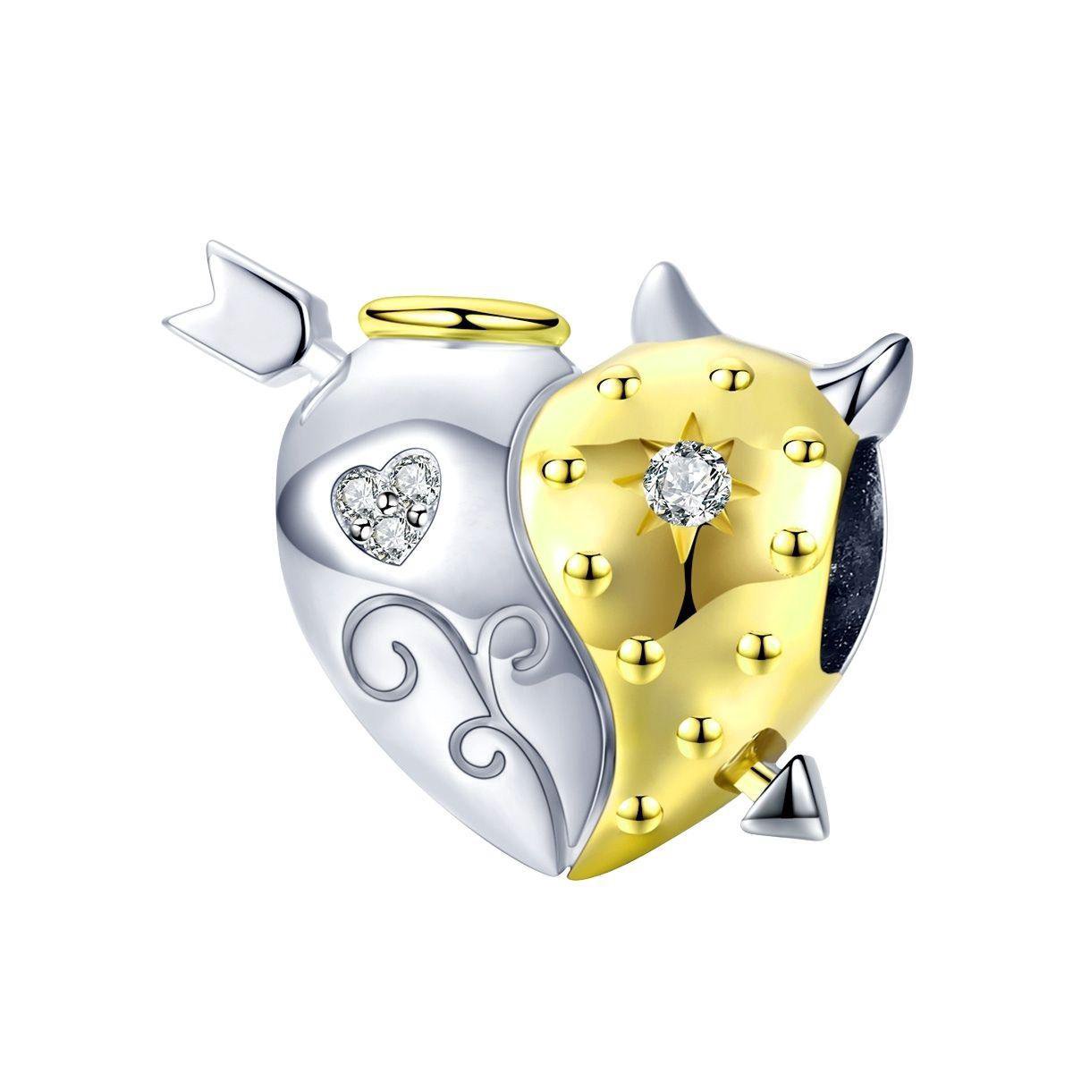 hart engel duivel bedel zirkonia | bedels voor armband | bead | Zilverana | geschikt voor alle bekende merken | 925 zilver | moederdag
