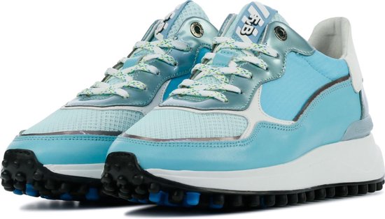 Floris van Bommel Vrouwen Leren Lage sneakers / Damesschoenen 85343  Turquoise - Maat 38 | bol.com