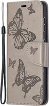 Samsung Galaxy S21 Hoesje - Mobigear - Butterfly Serie - Kunstlederen Bookcase - Grijs - Hoesje Geschikt Voor Samsung Galaxy S21