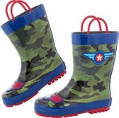 Stephen Joseph - Regenlaarzen voor jongens - Piloot - Camouflage groen/donkerblauw - maat 27EU