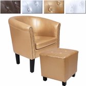 Chesterfield stoel + zitkruk (set) Lounge meubels - Goudkleurig
