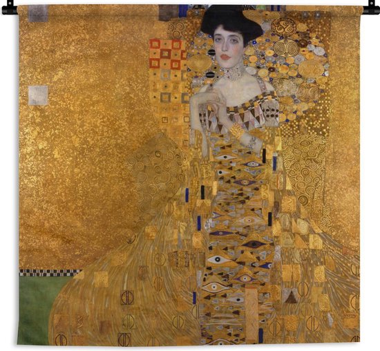 Wandkleed Gustav Klimt - Portret van Adèle Bloch-Bauer I - Schilderij van Gustav Klimt Wandkleed katoen 60x60 cm - Wandtapijt met foto