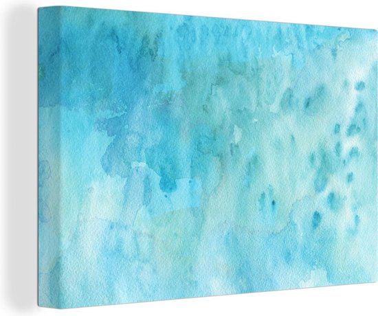 Schilderij - Turquoise - Abstract - 90x60 cm Wanddecoratie |