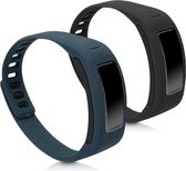 kwmobile horlogeband voor Garmin Vivofit - 2x siliconen bandje in zwart / donkerblauw - Voor fitnesstracker