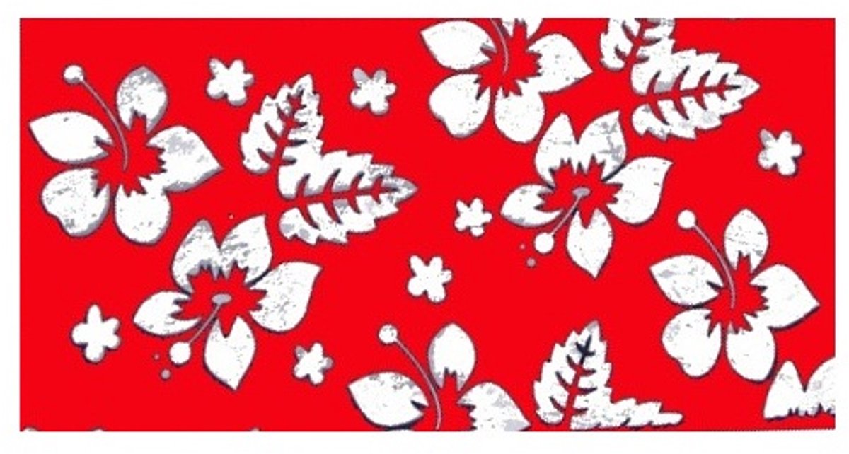Haarsoires Haarband Multifunctioneel 45x25cm - Bloemen Patroon - Wit Rood - Elastische Stof - Bandana Col Nekwarmer - Sport Outdoor Casual - Unisex