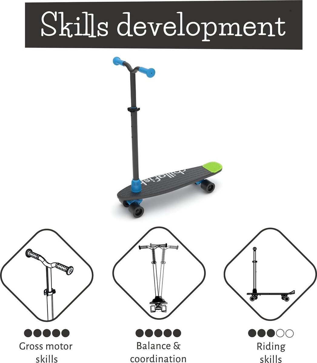 Chillafish Skateboard en Step 2-in-1 - Kinderstep omvormbaar naar Skateboard - Zwart - Jongens en meisjes 3 jaar en ouder - Verstelbaar stuur - Model Skatieskootie 2 — afbeelding 9