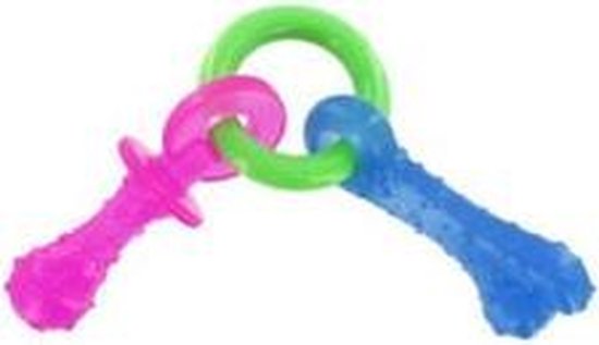Sucette de dentition Nylabone Puppy Flexible - Jouets pour chiens - Lard 215x100x38 mm 108 g Rose Bleu Vert Jusqu'à 11kg Petit