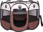 Puppyren / hondenren / puppytent draagbaar Maat L - Coffee / Wit - Afmeting: 91 x 91 x 58 CM