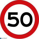 Simbol - Stickers 50 km - Maximaal 50 km/u - Duurzame Kwaliteit - Formaat ø 15 cm.