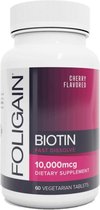 FOLIGAIN – Biotine Supplement 10.000 mcg met Kersensmaak – 60 tabletten