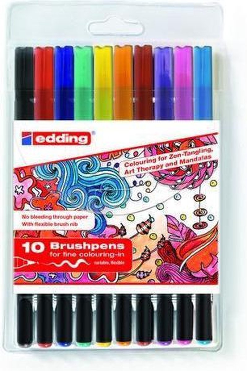 edding 1340 brushpennen in etui - 10 kleuren set - 1-3mm - op waterbasis - o.a. geschikt voor papier en karton — afbeelding 12