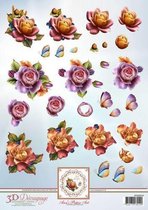 Autumn Roses 3D Decoupage Sheet Ann's Paper Art 10 stuks