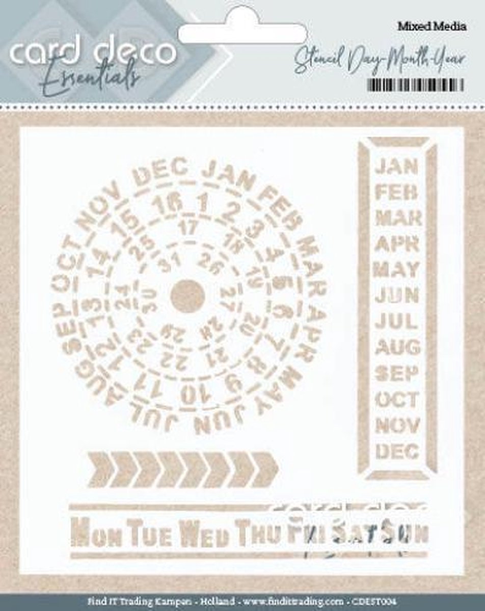 Card Deco Essentials - Stencil Dag - Maand -Jaar