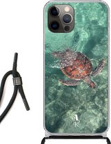 iPhone 12 hoesje met koord - Sea Turtle