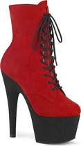 Pleaser Plateau Laarzen, Paaldans schoenen -37 Shoes- ADORE-1020FSTT Paaldans schoenen Rood/Zwart