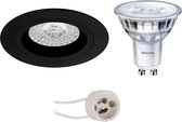 PHILIPS - LED Spot Set - SceneSwitch 827 36D - Primux Rodos Pro - GU10 Fitting - Dimbaar - Inbouw Rond - Mat Zwart - 1.5W-5W - Warm Wit 2200K-2700K - Ø93mm