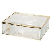 Clayre & Eef Glazen Sieradendoos 20*16*6 cm Transparant Glas Rechthoek Juwelendoos Sieradenbox Sieradenkist