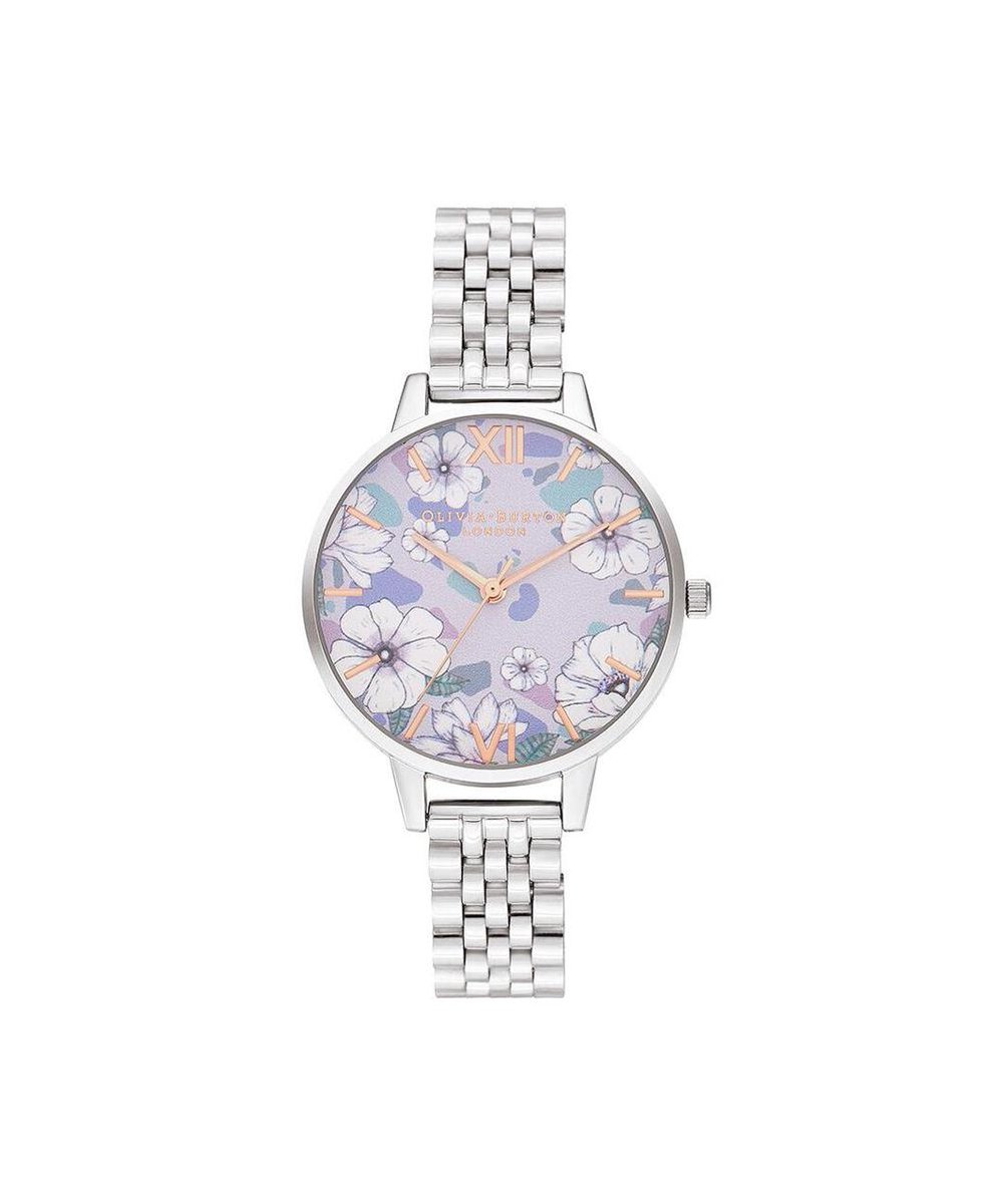 Olivia Burton Groovy Blooms Rosegold Silver Bracelet - Dameshorloge - OB16AN05 - RVS horlogeband - Zilver - Rosegoud - 34 MM